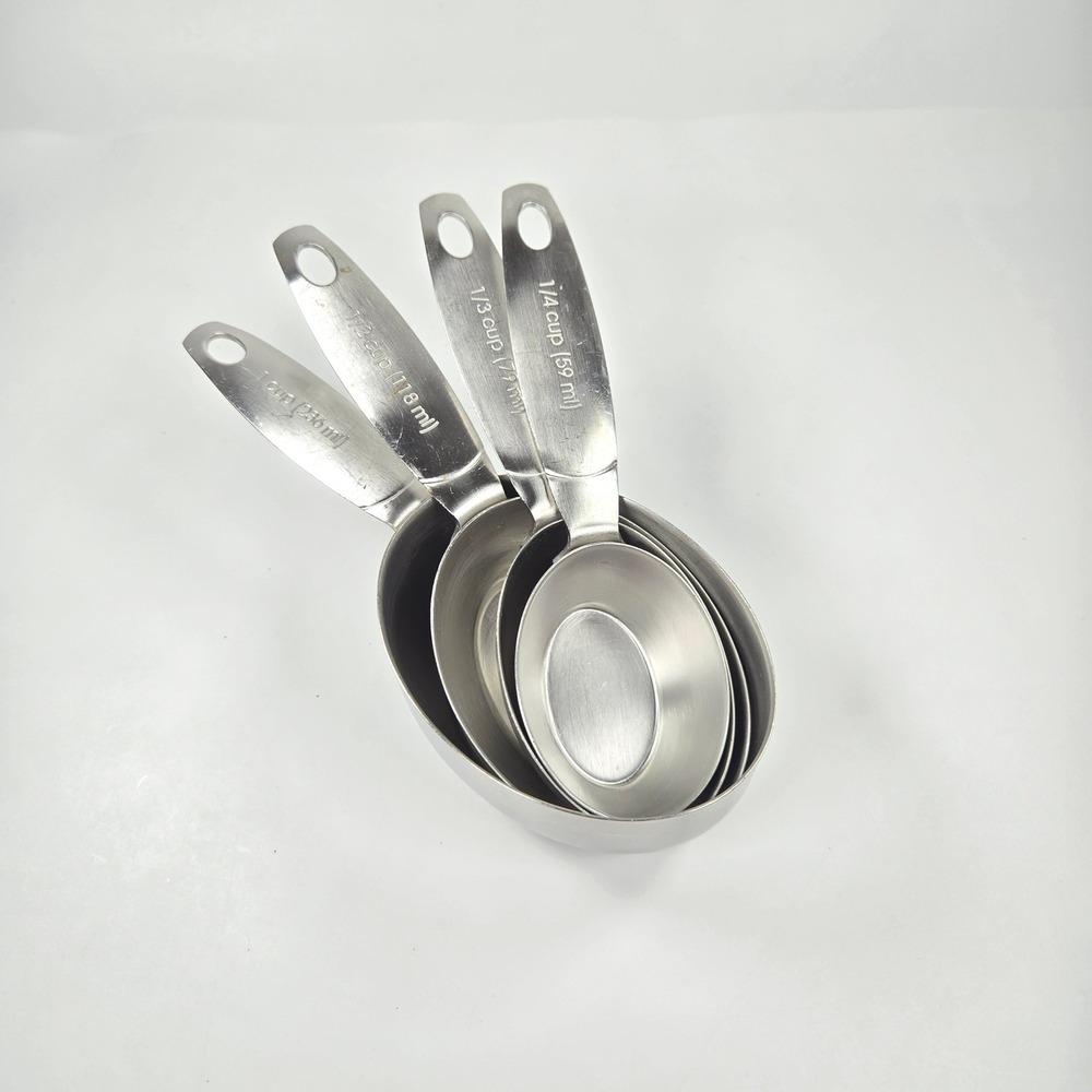 Oneida Stainless Steel Measuring Cups 4 Piece Set Oval Nesting Heavy Duty